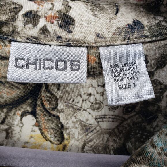 Chico's Womens Floral Pockets Button Front Jacket Size 1 - Picture 7 of 10
